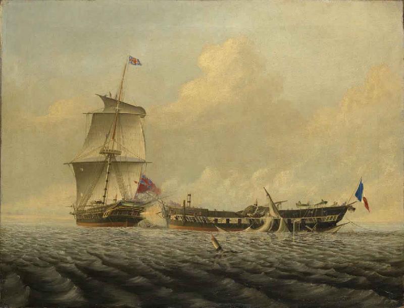 Thomas Baines Action between HMS oil painting image